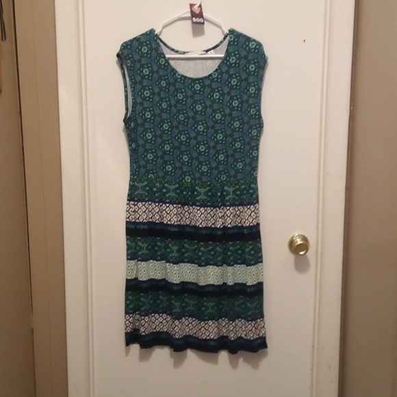 Isaac Mizrahi Live Women's Mixed Print Cap Sleeve Knit Dress - Size M - Picture 1 of 5
